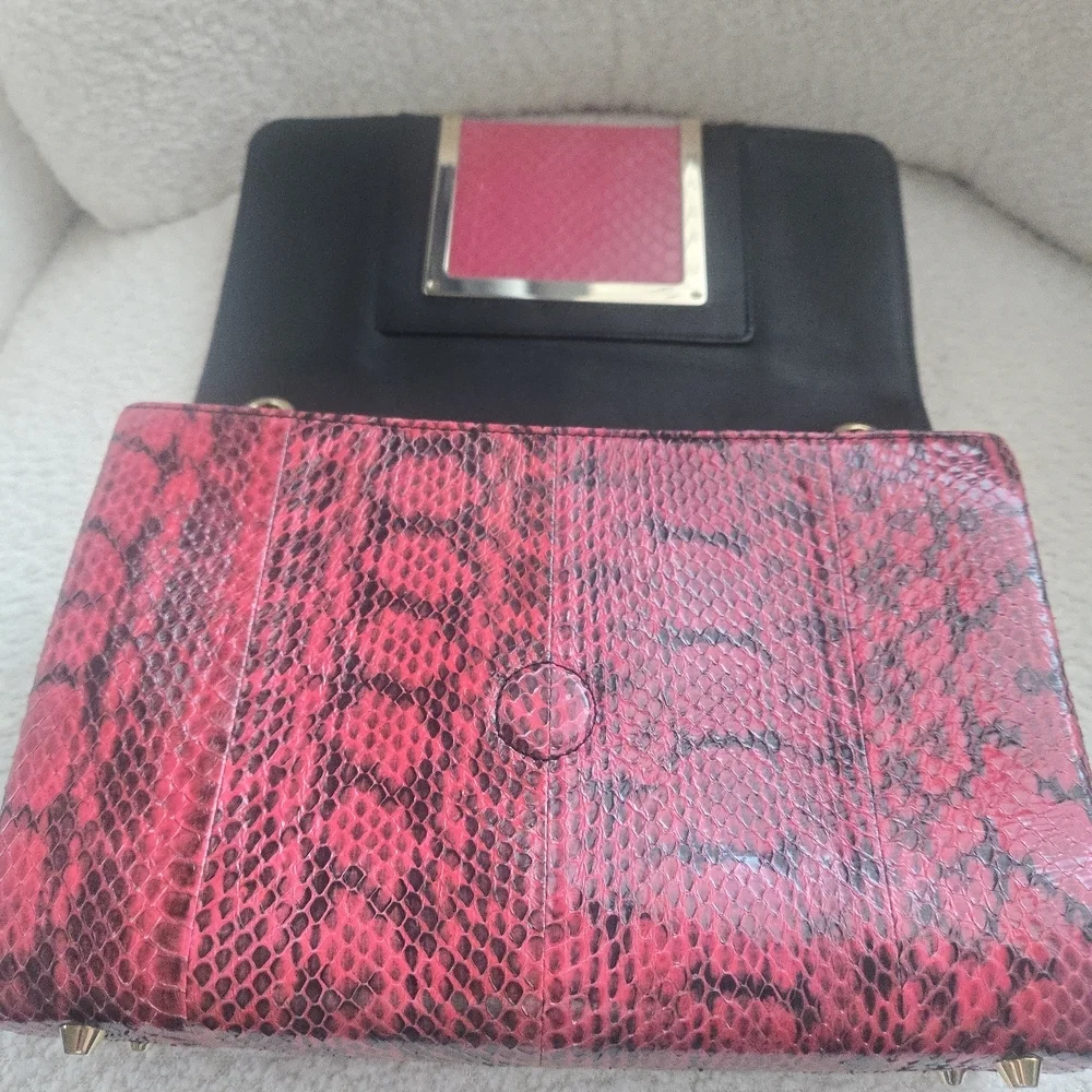 Jimmy Choo Snakeskin Shoulder Bag – Pink & Black EUC